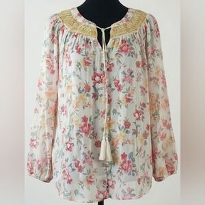 Boho 3XL Babydoll Floral Cotton Lace Cottage Prairie Flowy Soft Tunic Top New